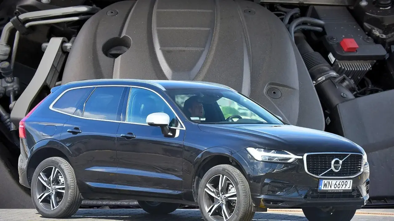 Czarny Volvo XC60 na tle silnika. Dyskusja na forum: volvo xc60 jaki silnik wybrać?